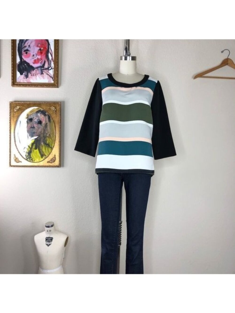 COPY - Anthro Troubador Rugby Stripe Top Open Back